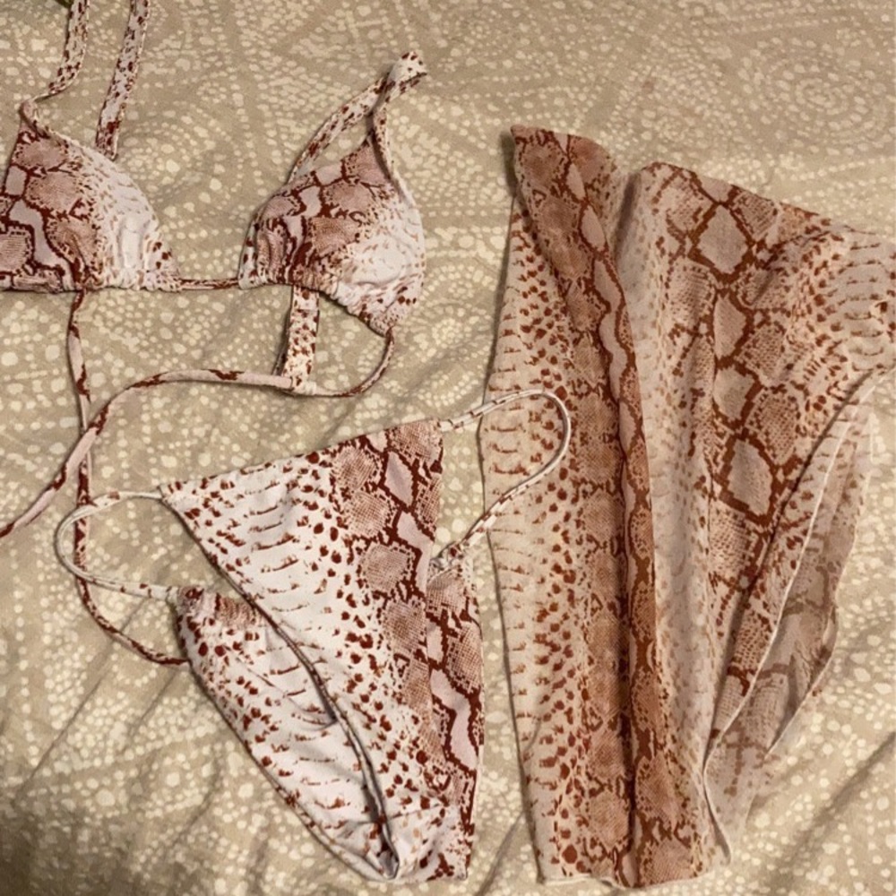 snake skin 3 piece bikini set